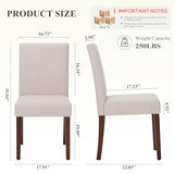Upholstered Parsons Dining Chairs Set of 6, Modern Dining Room Chairs with Back, Fabric Kitchen Side Chairs with Wood Legs for Dinner Farmhouse Restaurant, Beige MALOL
