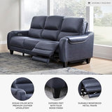 Signature Design by Ashley Mercomatic Contemporary Leather Match Wall Hugger Power Reclining Sofa with Adjustable Headrest and USB Ports, Blue Signature Design by Ashley