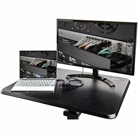 StarTech.com Mobile Standing Desk - Portable Sit Stand Ergonomic Height Adjustable Cart on Wheels - Rolling Computer/Laptop Workstation Table with Locking One-Touch Lift for Teacher/Student (STSCART2) StarTech.com