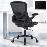 Office Chair, Ergonomic Desk Chair with Adjustable Lumbar Support, Comfy Breathable Mesh Chair with Wheels and Flip-Up Armrests, Executive Chairs for Home Office Comfortable Chair with Rolling Swivel SOERGO