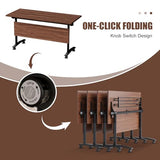 Conference Table, Folding Conference Room Tables, Modular Conference Table Foldable Flip Top Training Table with Wheels, Modern Conference Seminar Tables for Meeting, Office (2, Walnut 2, 55.1in) WYMHYZ
