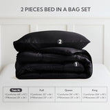 MR&HM Twin XL Comforter Set Black, Reversible Satin Microfiber Comforter Set for All Seasons, 2 Pieces Non-Slip Silky Soft Bedding Sets with 1 Comforter (68"x92") and 1 Pillowcase (20"x26") MR&HM