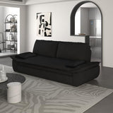 UPYOOE 70.1" Futon Sofa Bed Queen Size, Pull Out Bed, 3-in-1 Convertible Sleeper Sofa with 2 Soft Pillows, Modern Velvet Futon Couch for Living Room, Small Space, Apartment, Bedroom, Black UPYOOE