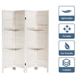 Giantex 4 Panel Room Divider with Shelve, Folding Privacy Screens, Wood Divider for Room Separation, 5.6 FT Foldable Wall Partition for Home Office Bedroom, White Giantex