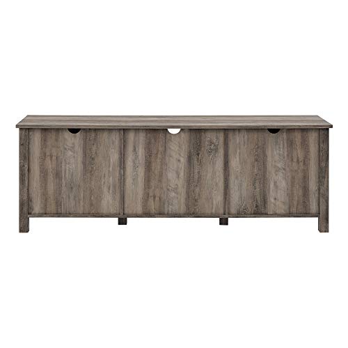 Walker Edison Portsmouth Classic 2 Glass Door TV Stand for TVs up to 80 Inches, 70 Inch, Grey Wash - WoodArtSupply