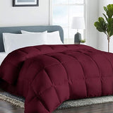 COHOME Quilted Queen Size Comforter - All-Season Down Alternative Duvet Insert - Luxury Hotel Winter Warm Burgundy Comforter with Anti-Clump Tech & 8 Tabs -Reversible（88"x88"） COHOME
