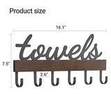 Dahey Towel Rack with 6 Hooks, Towel Holder Wall Mount Bathroom Organizer Rustic Farmhouse Home Decor Towel Hanger Storage Hooks for Towel, Robe, Bag, Black Dahey