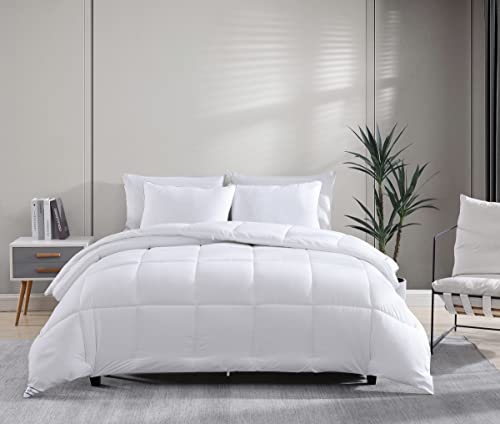 Casa Platino Quilted Bedding Comforter Twin Size - Duvet Insert with 8 Tabs - Super Soft, Comfy & Cozy All Season Twin Size Comforter - Down Alternative Bed Comforters - 66"x88", White Comforters Casa Platino
