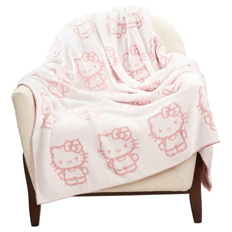Jay Franco Sanrio Hello Kitty Feather Knit Fluffy Throw Blanket – Reversible Cozy Fuzzy Blanket 50 x 60 Inches, Soft Lightweight Kawaii Pink Bedding for Girls and Kids Jay Franco