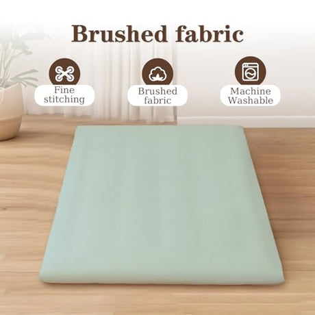 imflmats Japanese Floor Futon Mattress Cover with Zippered Twin Size 82" L x 41" W Portable Camping Mat Washable Tatami Mattress Cover Green imflmats