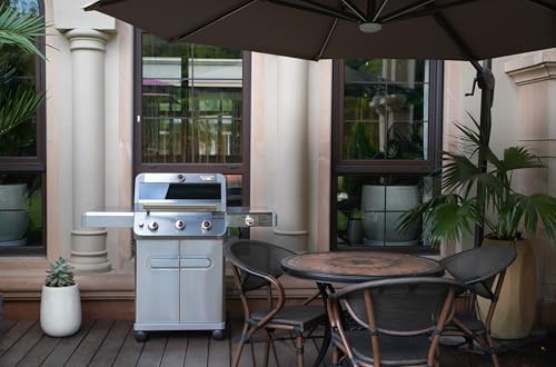 Monument Grills Outdoor Barbecue Stainless Steel 3 Burner Propane Gas Grill, 48,000 BTU Patio Garden Grill with Side Burner and Knob Controls, Mesa305 with BBQ Cover Monument Grills