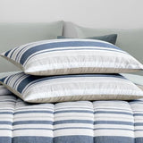 Monbix Full Size Comforter Set - 7 Pieces Bed in a Bag Full, Ocean Blue-Stripe Bedding Sets, All Seasons Comforter Bed Set with Sheets, Pillowcases & Shams Monbix