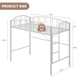 IDEALHOUSE Loft Bed Twin Size with Ladder and High-Arched Guardrail, Sturdy Metal Slats, Space-Saving Design, Modern Decor Style, Easy Assembly, No Box Spring Needed, Safe for Kids/Adults, White IDEALHOUSE