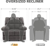 WILLOVE Oversized Recliner Chair, Rocking Recliners, Overstuffed Soft Big Man Manual Rocker Recliner, Extra Large Living Room Chair 350 LBS Capacity, Limestone, XL