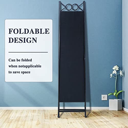 Room Divider 4 Panels 6FT Room Divider Wall Folding Privacy Screens with Steel Frame Freestanding Partition for Home Office Bedroom,Black NChanmar