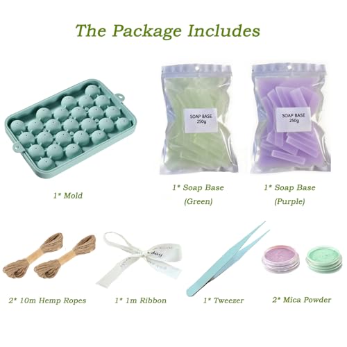 DIY Grape Soap Making Kit for Beginners, Complete Handmade Craft Set with Molds, Jute Rope, Mica Powder, Natural Soap Base & Tools Home Decor, Gift Ready CASADE11