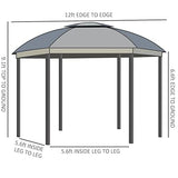 Outsunny 12' x 12' Round Outdoor Gazebo, Patio Dome Gazebo Canopy Shelter with Double Roof, Netting Sidewalls and Curtains, Zippered Doors, Strong Outsunny