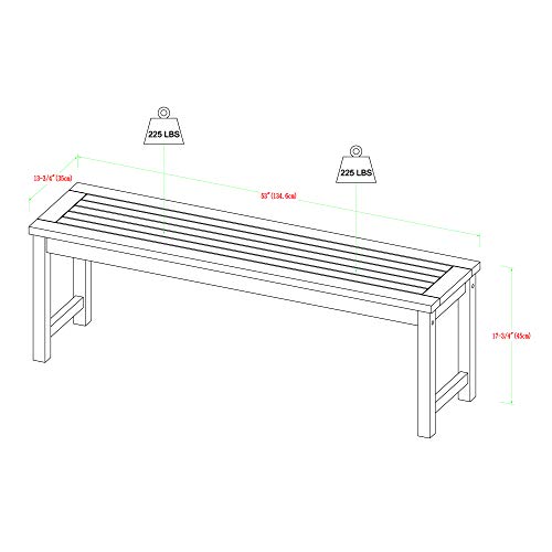 Walker Edison Rendezvous Modern Solid Acacia Wood Slatted Patio Bench, 53 Inch, Dark Brown - WoodArtSupply