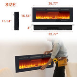 40 Inch Ultra-Thin Recessed Electric Fireplace, Wall Mounted Linear Fireplace Heater with Remote & Touch Screen | Multicolor Flame, Adjustable Thermostat, Timer | Includes Logs & Crystals, 1500W 120V PeakPursuit