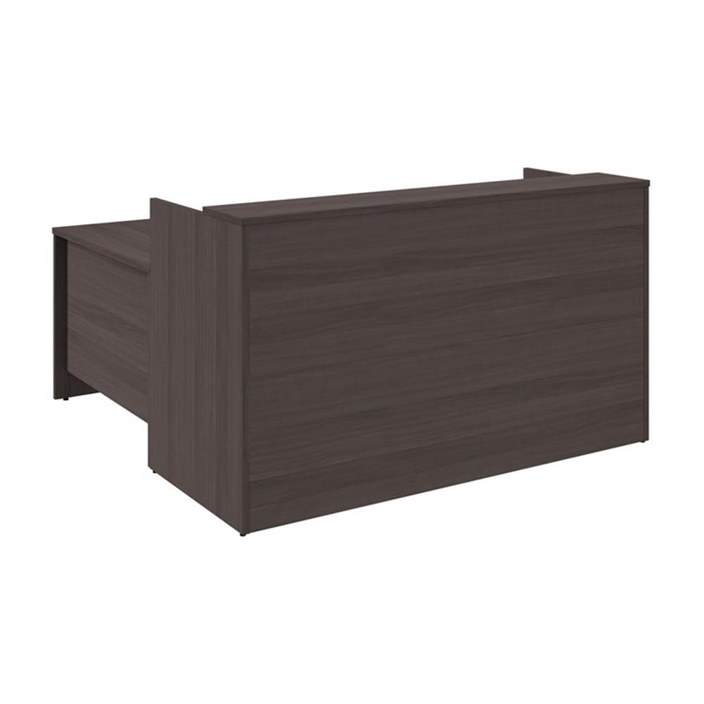 Bush Business Furniture Arrive 72W x 72D L Shaped Reception Desk with Shelf in Natural Elm, Modern Receptionist Station for Office Waiting Room Bush Furniture