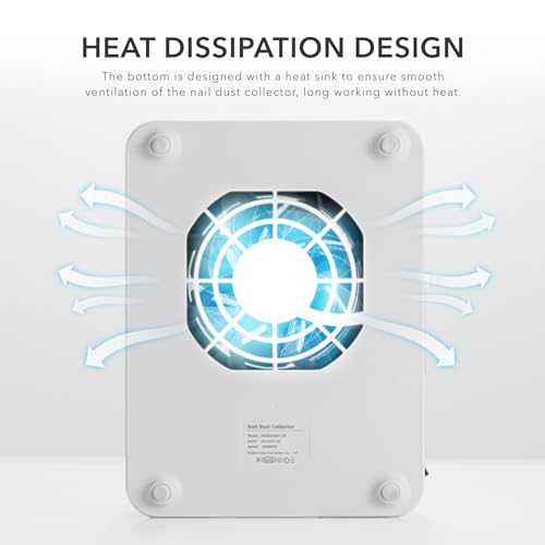 Aokitec Nail Dust Collector with Reusable Filters, Powerful Nail Vacuum Fan with Disposable Filter Cotton Dual-use Electric Dust Collection Machine Aokitec