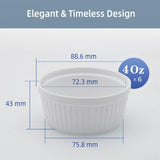 Nuwave Ceramic Ramekins 4oz Set of 6, Classic Elegant Style Ramekins for Baking Souffles, Creme Brulées, Custards, Puddings, Oven, Microwave & Dishwasher-Safe, Ivory White Nuwave