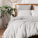 Simple&Opulence 100% Linen Duvet Cover Set, 3 PCS Natural French Flax Light Grey Duvet Cover King Size, Breathable Soft Comfy Linen Bedding Comforter Cover with 2 Pillowcases(Light Grey, 104" x 92")