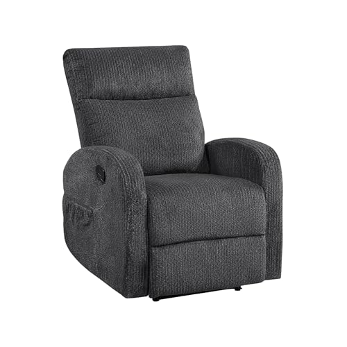 Lexicon Manual Recliner Chair, Textured Microfiber Reclining Chair, Wall Hugger, Track Arms, Magazine Pockets, Manual Recliner for Living Room/Office/Apartment, Easy Assembly, Dark Gray