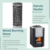 AURGOD Customize Outdoor Red Cedar Steam $ Infrared Saunas 3-8 Person, Wood Burning Stove or ETL Harvia Heater, Dual System Sauna 220V, with Rock, Bluetooth Speaker APP Control(0-195℉) AURGOD