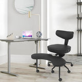 ELECWISH Meditation Chair, ADHD Chair for Adults with Wing Back Support, Criss Cross Kneeling Yoga Desk Office Use with Wheels, Height Adjustable seat and Leg Rest, Black ELECWISH