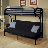 Pemberly Row Contemporary Twin XL Over Queen and Futon Bunk Bed in Black Pemberly Row