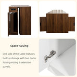 KEIKI 23.62”-118”L Extendable Foldable Dining Room Table with Storage Cabinet & Outlet, 1-10 People Wood Modern Rectangle Expandable Furniture for Kitchen Living Meeting Room, 6 Length Options KEIKI