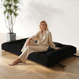 Furnify 6" Futon Mattress Full Size, Futons Sofa Couch Bed with Straps, Corduroy Fabric Floor Mattress for Adults, Foldable Mattress with Shredded Foam Filling (Frame Not Included), Black Furnify