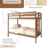 Grain & Grove Bear Twin Over Twin Bunk Bed, Sturdy Bunk Bed Frame for Kids, Plywood Bunk with Ladder, Guardrail, and Slats, No Box Spring Required, Oak Embossed Pecan Grain & Grove