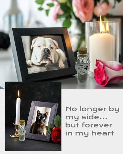 Joybloks Pet Memorial Hair Keepsake Sympathy Gift for Loss of Dog or Cat, Pet Passing Away Funerary & Bereavement Remembrance Fur Glass Bottle with Heart Shape Ornaments Joybloks