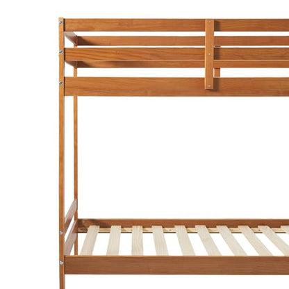 Caramel Twin-Size Children's Bunk Bed Frame by Walker Edison - WoodArtSupply