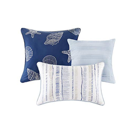 Madison Park Quilt Set Cottage Coastal Design, 6 Piece Set - All Season, Coverlet Bedspread Lightweight Bedding Layer, Shams, Toss Pillows, King/Cal King(104"x94"), Blue/White Madison Park