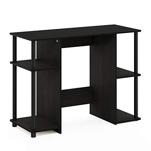 Furinno JAYA Desk, 38.4" Wide Gaming Desk, Computer Study Desk, Office Desk with Side Shelves, Open Storage, for Home Office, Bedroom, Dorm, Study Room, Espresso Furinno