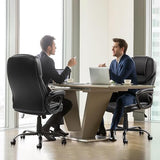 Yaheetech High Back Executive Office Chair Faux Leather Ergonomic Managerial Chair for Meeting,Large Seat,Sturdy Metal Base,Black Yaheetech