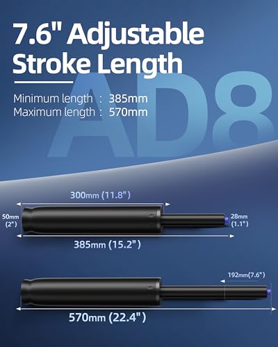 14 Inches-22 Inches Extra Long Gas Lift Cylinder Replacement, 8" Stroke, Hydraulic Pneumatic Shock Piston, Heavy Duty 1000lbs, Universal Fit For Drafting Chairs Bar Stools, Class 4, Black MASTERY MART