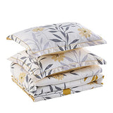 SLEEPBELLA Comforter King Size, 600 Thread Count Cotton Grey Branch with Yellow Flower & Grey Leaves Pattern Orange Reversible Comforter Set,Down Alternative Bedding Set 3Pcs(King, Yellow Botanical) SLEEPBELLA