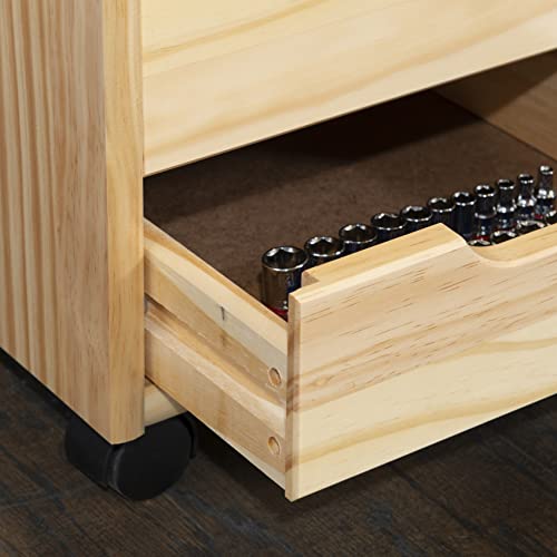 Linon Home Decor Products Corinne Six Drawer Storage, Natural Rolling Cart Linon Home Decor Products