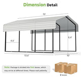 Real Relax 10×15FT Heavy Duty Carport, Metal Car Port Multi-Use Outdoor Storage Cars, Boats, Trucks, Galvanized Metal Roof, Cream White Real Relax