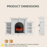 BLANKSPACE 80 Inch Electric Fireplace with Mantel, Tv Stand with Black Birdcage Fire Place Heater and Carved Square Column Design Design for Living Room, Bedroom BLANKSPACE