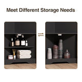 FiveWillowise 67''H Tall Corner Cabinet with Handmade Rattan Door, Rattan Storage Cabinet with Adjustable Shelves, Corner Bookshelf Space Saver for Barthroom, Kitchen, Living Room, Black FiveWillowise