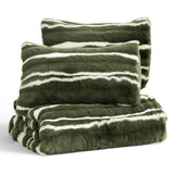 Wonderful 3 Pieces Fluffy Faux Rabbit Fur Comforter Set King Size, Dark Green Plush Fuzzy Bedding Set, Animal Stripes Design Warm Soft Comforter Bedding Set for All Season,104"x94" Wonderful