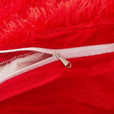 FOPPA Christmas Comforter Cover Queen - Ultra Soft Plush Bedding Set 3 Pieces (1 Faux Fur Duvet Cover + 2 Faux Fur Pillow Cases) Red Bed Set FOPPA