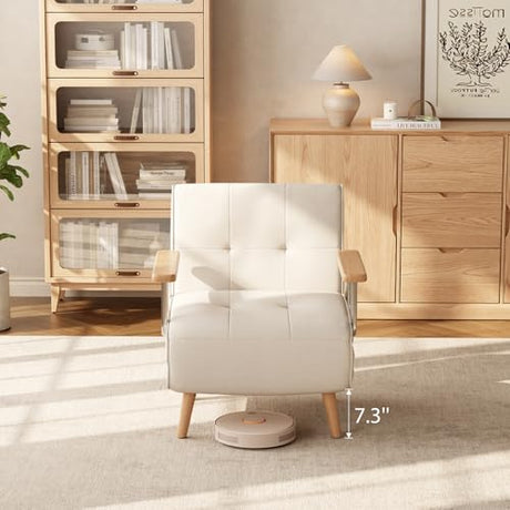 3 in 1 convertible sleeper sofa bed - Portable Rollaway Guest Bed Space-Saving Foldable Design for Easy Storage Futon Chair with 6-Level Adjustable Backrest for Guest Room Apartment Dorm, Cream Beige TIMBERKNOWS
