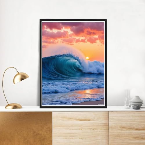 MOER SKY Diamond Art Kits for Adults Ocean Wave Sunset Beauty DIY Frameless Diamond Painting Art and Crafts, Art Painting Kits with Diamond Home Wall Decor MOER SKY