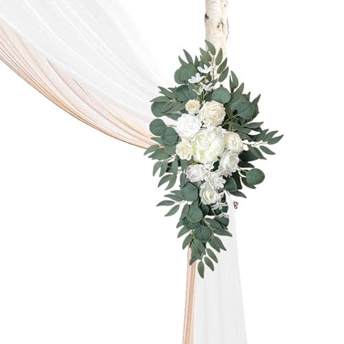 BMQDSM Faux Flowers Arch Flowers with Drapes (Set of 5) Wedding Decor and Wedding Arch Draping Artificial Flower Arrangements Wedding Decorations for Reception Wedding (White) BMQDSM